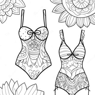 Bunte Badeanzug-Designs Ausmalbild | Badeanzug Ausmalbild