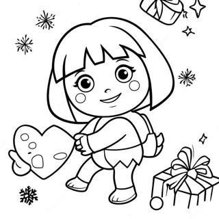 Dora Weihnachtsausmalbild | Dora Weihnachten Ausmalbild