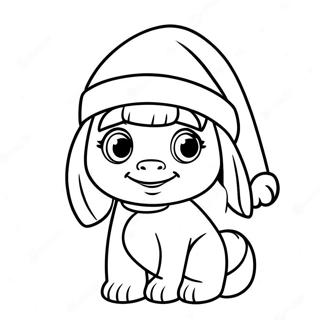 Dora mit festlichem Weihnachtsmannhut Ausmalbild | Dora Weihnachten Ausmalbild