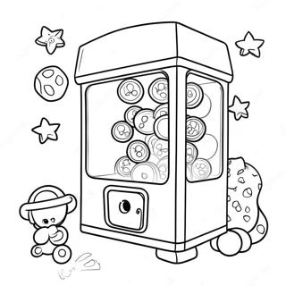 Bunter Kran mit Spielzeugen Ausmalbild | Greifmaschine Ausmalbild