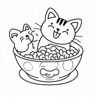 Ausmalbild mit Katzenfutterschüssel | Katzenfutter Ausmalbild