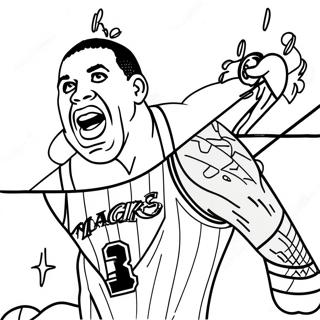 Magic Johnson in Aktion Ausmalbild | Magischer Johnson Ausmalbild