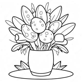 Bunter Osterblumenstrauß Ausmalbild | Osterblumen Ausmalbild