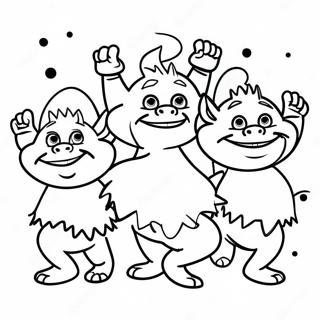 Bunte tanzende Trolls Ausmalbild | Trolle 3 Ausmalbild