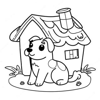 Süßes Hundehäuschen Ausmalbild | Hundehütte Ausmalbild