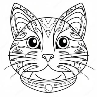 Verspieltes Katzen Gesicht Ausmalbild | Tiergesicht Ausmalbild