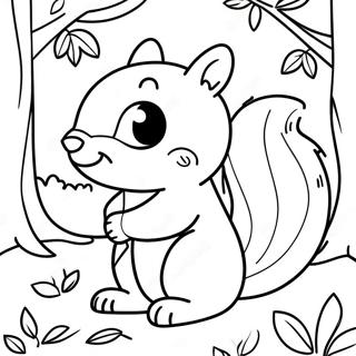 Niedliches Kindergarten Eichhörnchen im Herbst Ausmalbild | Kindergarten Herbst Ausmalbild