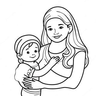 Süße Mama und Kind Ausmalbild | Ich liebe Mama Ausmalbild