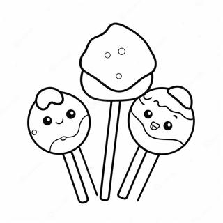 Bunter Cake Pop Turm Ausmalbild | Kuchenlutscher Ausmalbild