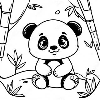 Niedlicher Baby Panda im Bambuswald Ausmalbild | Baby Panda Ausmalbild