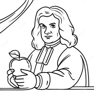Isaac Newton mit Apfel Ausmalbild | Isaac Newton Ausmalbild