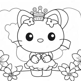 Hallo Kitty Fee mit funkelnden Flügeln Ausmalbild | Hallo Kitty Fee Ausmalbild