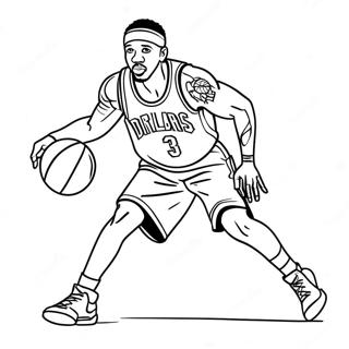 Allen Iverson Dribbling Ausmalbild | Allen Iverson Ausmalbild