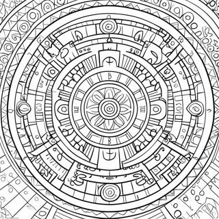 Detailliertes Aztekenkalender Ausmalbild | Aztekenkalender Ausmalbild