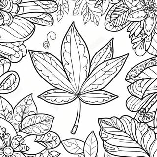 Detailliertes Blatt Ausmalbild | Marihuanablatt Ausmalbild