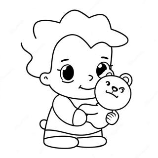 Niedliche Maggie Simpson mit einem Teddybär Ausmalbild | Maggie Simpson Ausmalbild