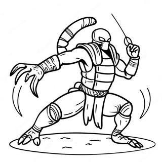 Skorpion in Kampfhaltung Ausmalbild | Mortal Kombat Ausmalbild