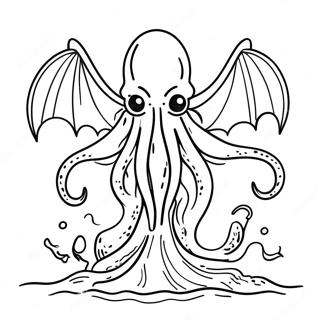 Cthulhu erhebt sich aus dem Ozean Ausmalbild | Cthulhu Ausmalbild