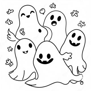 Gruselige Geister Halloween Kritzelkunst Ausmalbild | Halloween Kritzelkunst Ausmalbild