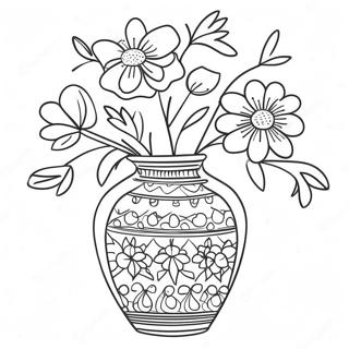 Elegante Blumenvasen Ausmalbild | Blumenvasen Ausmalbild