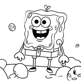 SpongeBob mit bunten Eiern Ausmalbild | SpongeBob Ostern Ausmalbild