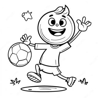 Glückliches Strichmännchen beim Fußballspielen Ausmalbild | Strichmännchen Ausmalbild