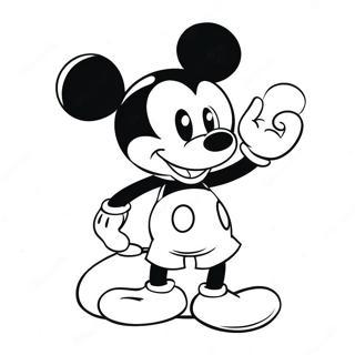 Ausmalbild von verspielter Mickey Mouse in bunten Shorts | Mickey Mouse Shorts Ausmalbild