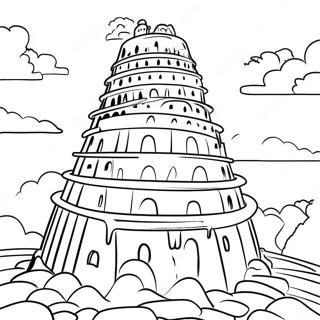 Ausmalbild vom Turm zu Babel | Turm von Babel Ausmalbild