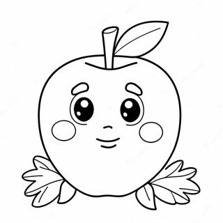 Niedlicher Cartoon Apfel Ausmalbild | Apfel Vorlage Ausmalbild