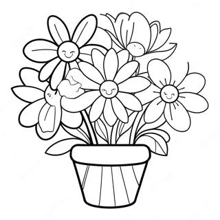 Niedliche Muttertagsblumen Ausmalbild | Einfache Muttertagsbilder Ausmalbild