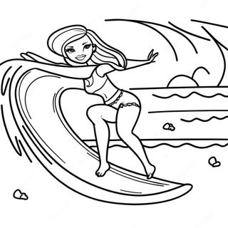 Malibu Barbie Surf-Abenteuer Ausmalbild | Malibu Barbie Ausmalbild
