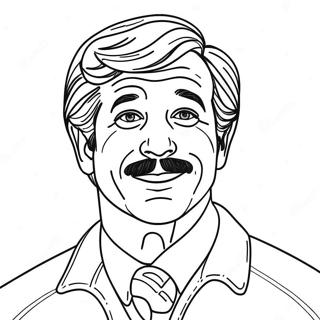 Ted Lasso mit einem skurrilen Lächeln Ausmalbild | Ted Lasso Ausmalbild