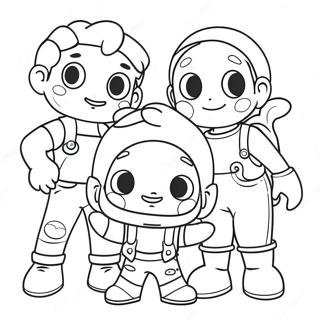 Bunte Kidcore Charaktere Ausmalbild | Kindheitsstil Ausmalbild