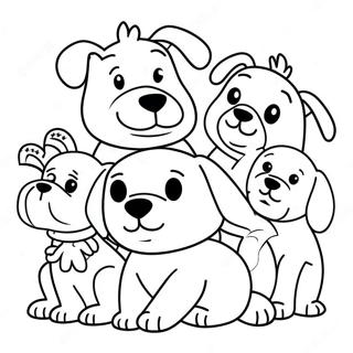 Niedliche Hund Familie Ausmalbild | Hundefamilie Ausmalbild