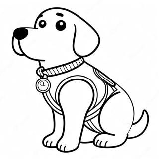 Freundlicher Servicehund mit Weste Ausmalbild | Diensthund Ausmalbild