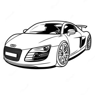 Audi R8 Rennwagen auf der Strecke Ausmalbild | Audi R8 Ausmalbild