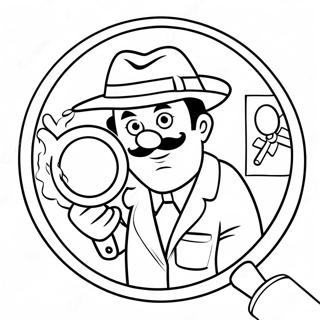 Lustiger Detektiv mit Lupe Ausmalbild | Detektiv Ausmalbild