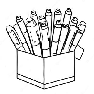 Bunte Marker in einer Box Ausmalbild | für Marker Ausmalbild