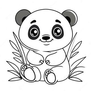 Niedlicher Kawaii Panda mit Bambus Ausmalbild | Kawaii Panda Ausmalbild