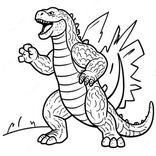 Godzilla brüllt heftig Ausmalbild | Realistischer Godzilla Ausmalbild