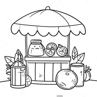 Limonade Stand Ausmalbild | Limonadenstand Ausmalbild