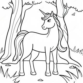 Majestätisches letztes Einhorn im Wald Ausmalbild | Das letzte Einhorn Ausmalbild