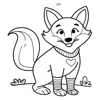 Verspielter Fuchs in bunten Socken Ausmalbild | Fuchs in Socken Ausmalbild