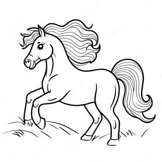 Majestätisches Pferd im Galopp Ausmalbild | Schönes Pferd Ausmalbild