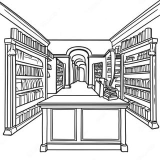 Bibliotheks-Ausmalbild | Bibliothek Ausmalbild
