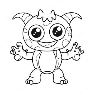 Lustiges niedliches Monster mit großen Augen Ausmalbild | Niedliches Monster Ausmalbild
