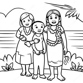 Hawaiianische Ohana Familie Ausmalbild | Ohana Ausmalbild