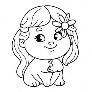 Niedliche Madison mit einer Blume Ausmalbild | Madison Ausmalbild