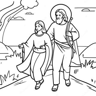Treue und christliche Reise Ausmalbild | Der Pilgerweg Ausmalbild