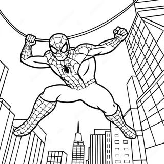 Spiderman 2 schwingend durch die Stadt Ausmalbild | Spiderman 2 Ausmalbild